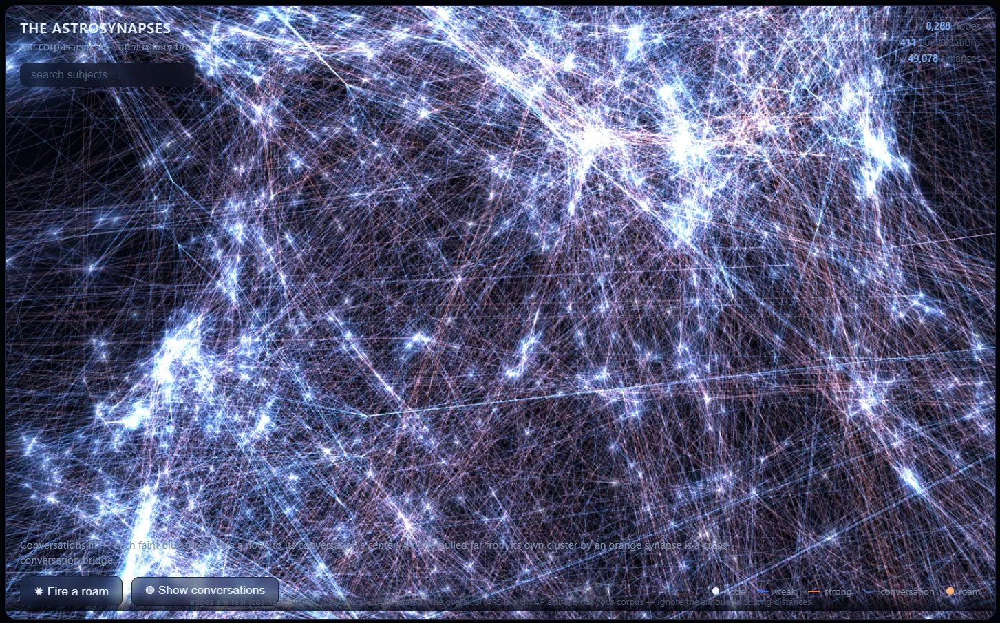 Close view of the dense Astropsynapses graph structure